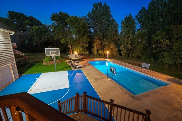 2012 Pine Ridge Dr W, Saint Paul, MN 55118 - view of swimming pool featuring fence, an outdoor fire pit, a fenced in pool, a patio area, and a yard