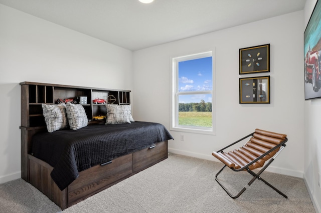 bedroom with baseboards and carpet flooring