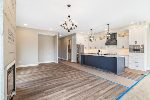 4729 Linden Cove Ln, Savage, MN 55378 - kitchen featuring recessed lighting, appliances with stainless steel finishes, custom exhaust hood, and visible vents