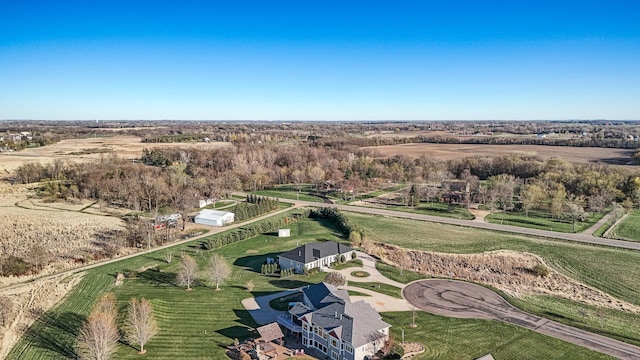 drone / aerial view with a rural view
