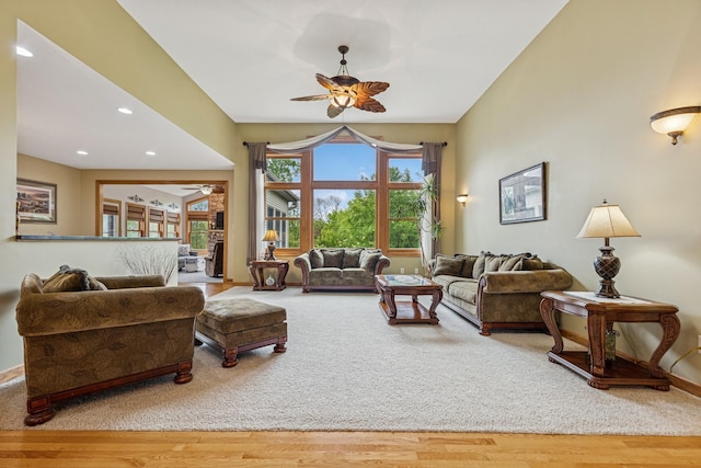 3041 209th Ln NW, Oak Grove, MN 55011 - living area with ceiling fan, wood finished floors, baseboards, and recessed lighting