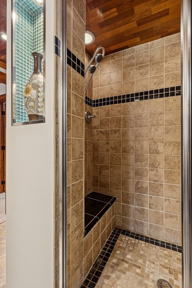 3041 209th Ln NW, Oak Grove, MN 55011 - full bathroom with a shower stall and wood ceiling