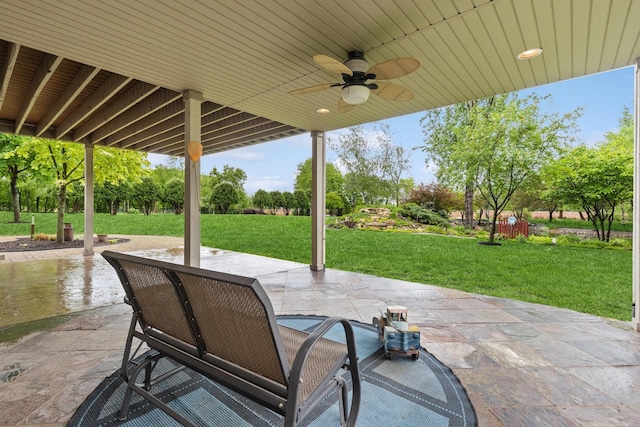 3041 209th Ln NW, Oak Grove, MN 55011 - view of patio / terrace featuring ceiling fan