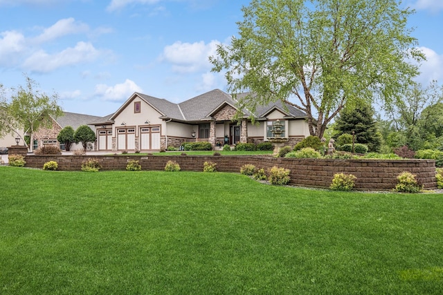 3041 209th Ln NW, Oak Grove, MN 55011 - view of front of home featuring stone siding, a front lawn, and stucco siding