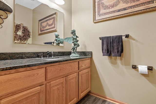 5450 Raven Point Rd, Prior Lake, MN 55372 - bathroom with vanity, wood finished floors, and baseboards