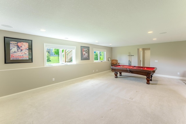 11328 Blazingstar Ln, Lake Elmo, MN 55042 - playroom featuring carpet, pool table, baseboards, and recessed lighting