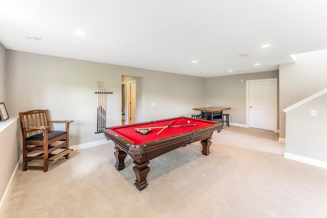 11328 Blazingstar Ln, Lake Elmo, MN 55042 - playroom featuring light colored carpet, billiards, baseboards, and recessed lighting