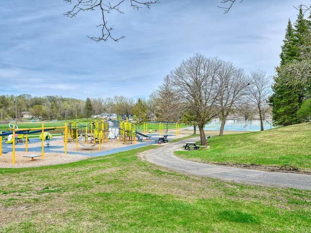 communal playground with a yard