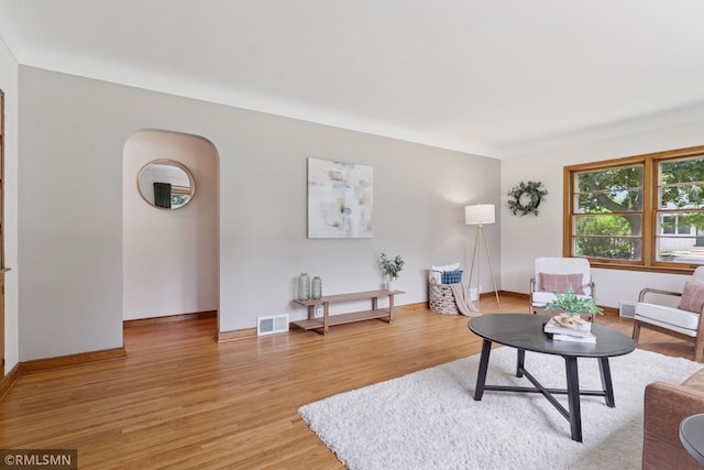 674 Wheelock Pkwy W, Saint Paul, MN 55117 - living area with light wood-style floors and arched walkways