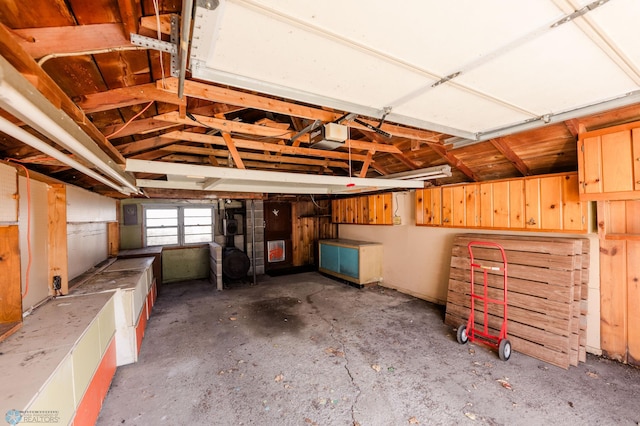 garage with a garage door opener