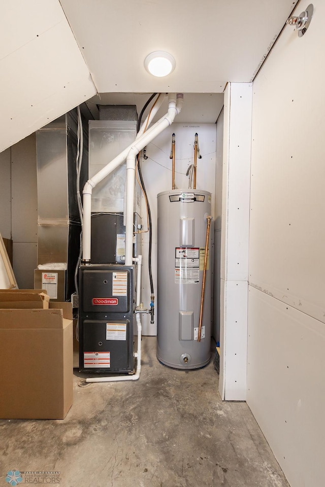 utilities featuring heating unit and water heater