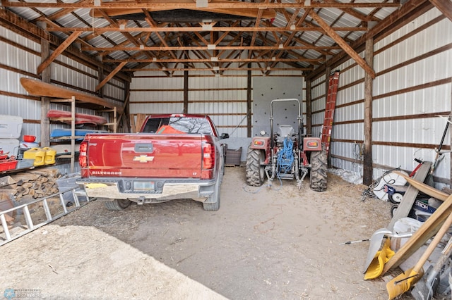 garage featuring metal wall