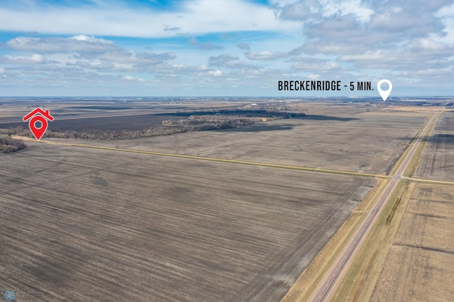 bird's eye view with a rural view