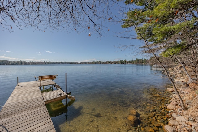 view of dock featuring a water view
