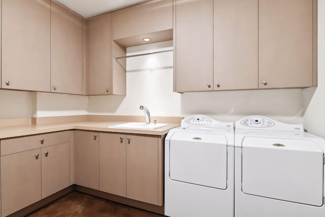 12535 Beach Cir, Eden Prairie, MN 55344 - washroom with cabinet space, washer and dryer, and a sink