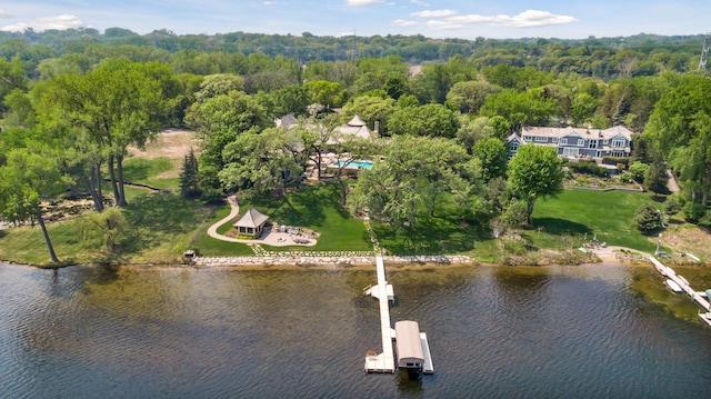 12535 Beach Cir, Eden Prairie, MN 55344 - bird's eye view featuring a water view and a wooded view