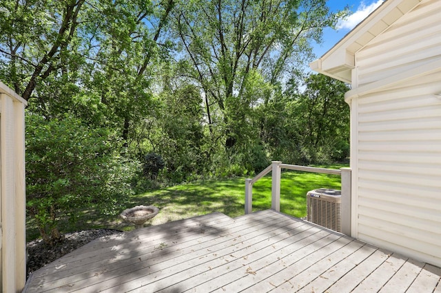 2672 Lake Court Dr Unit 58, Mounds View, MN 55112 - deck featuring central air condition unit and a yard