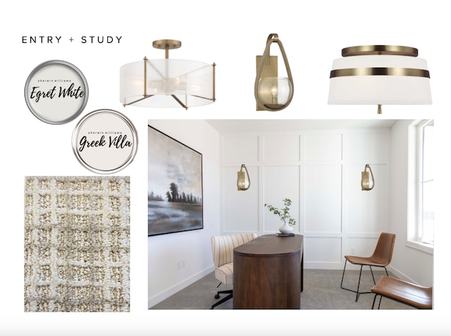 home office featuring baseboards and carpet