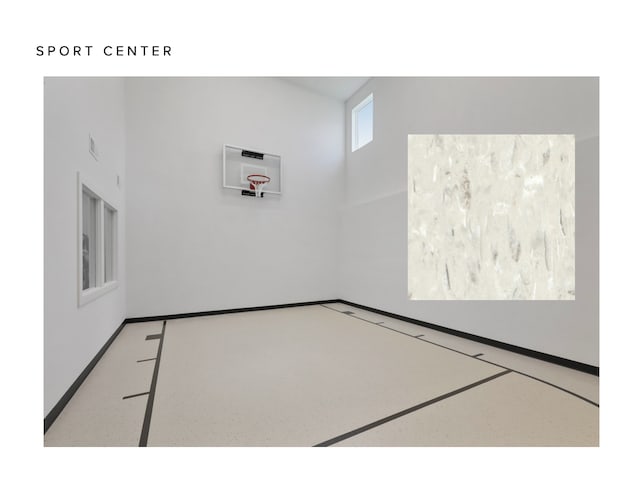 view of basketball court with basketball hoop