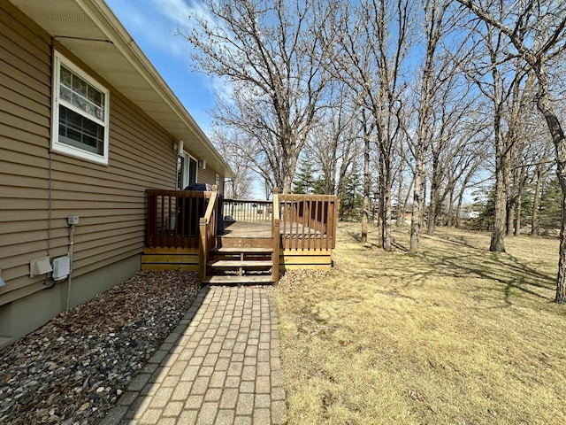 view of yard featuring a deck