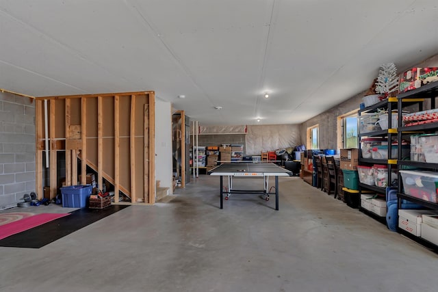 interior space featuring concrete floors