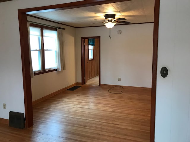 1509 5th St, Mankato, MN 56001 - interior space featuring visible vents, light wood-style flooring, baseboards, and ceiling fan