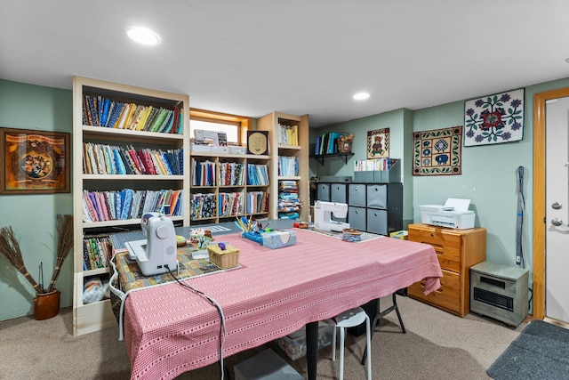office featuring carpet floors and recessed lighting