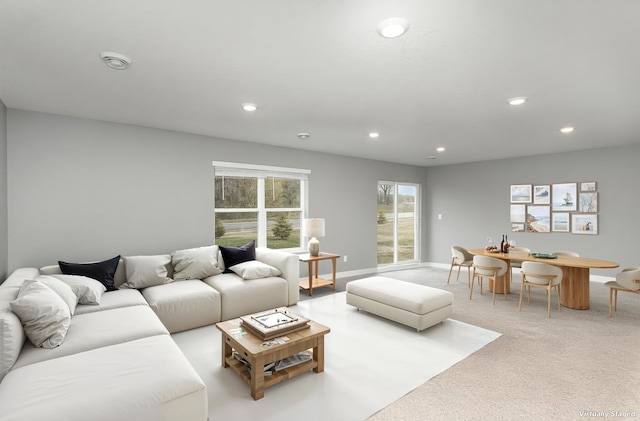3088 Sunflower Way NW, Prior Lake, MN 55352 - living room with recessed lighting, carpet flooring, and baseboards
