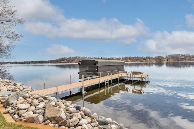 dock area with a water view