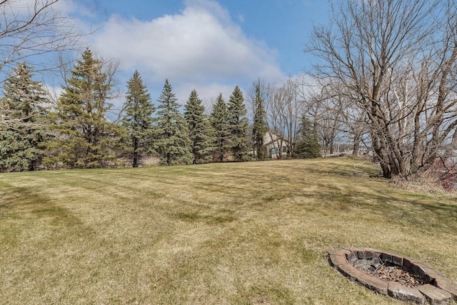 view of yard featuring a fire pit