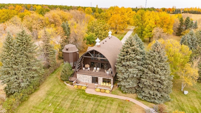 bird's eye view with a forest view