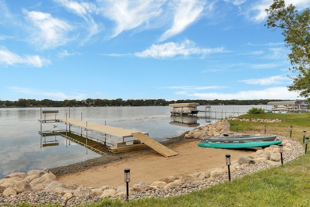 view of dock featuring a water view