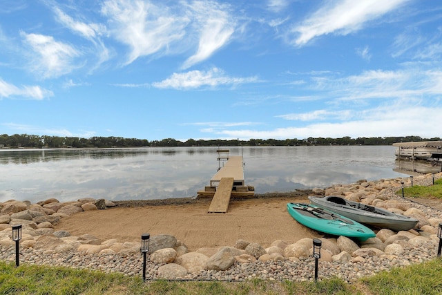 view of dock featuring a water view