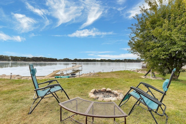 4986 Eagle Lake Rd, Willmar, MN 56201 - view of grassy yard with a water view and a dock