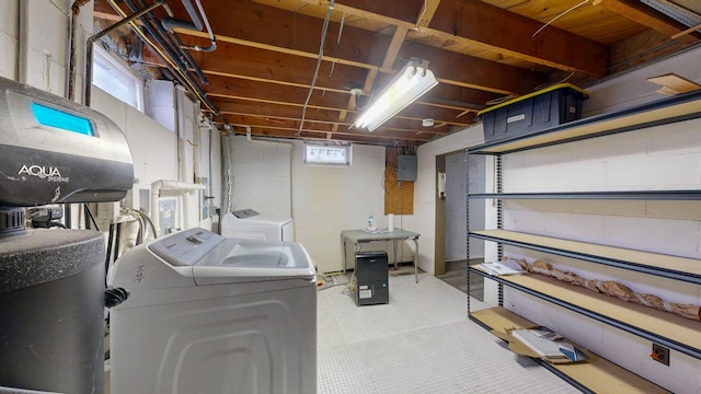 laundry area featuring independent washer and dryer and electric panel
