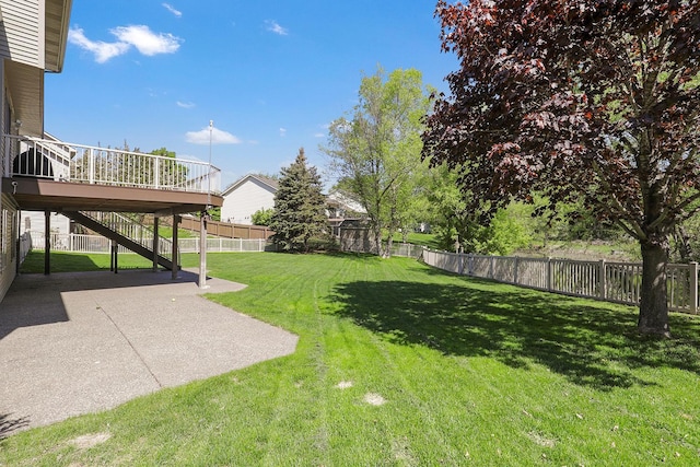 2085 128th Ln NE, Blaine, MN 55449 - view of yard featuring stairway, a patio, and a wooden deck