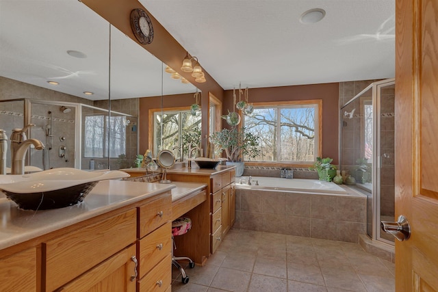 26182 Jericho Rd, Saint Joseph Twp, MN 56301 - full bathroom featuring a garden tub, a shower stall, and vanity