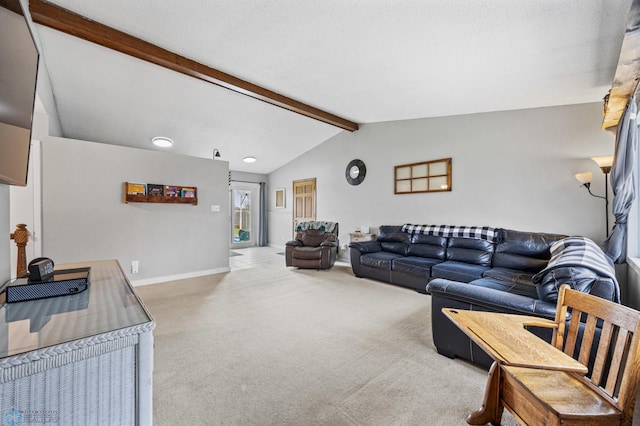 carpeted living room with baseboards