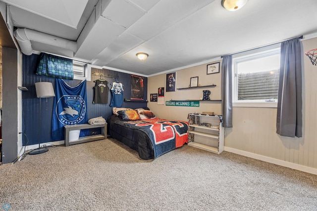 carpeted bedroom with baseboards