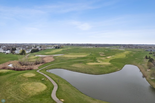 surrounding community with a water view and view of golf course