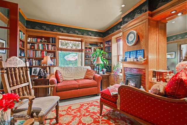 3375 Stark Rd NE, Cambridge Twp, MN 55008 - living area with wallpapered walls and ornamental molding