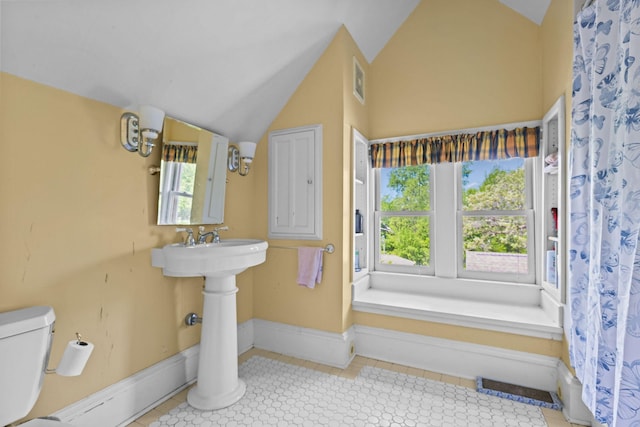 3375 Stark Rd NE, Cambridge Twp, MN 55008 - full bath with vaulted ceiling and tile patterned flooring