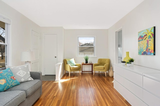 living area with light wood-type flooring