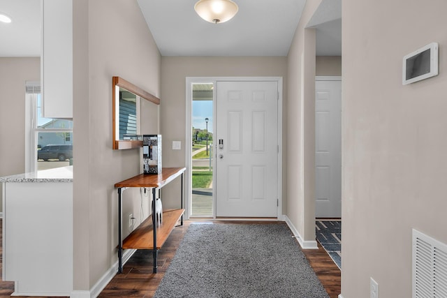 8506 Titanium Cir, Woodbury, MN 55129 - entryway featuring dark wood-type flooring, baseboards, and plenty of natural light