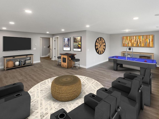 14913 Oakwood Dr, Burnsville, MN 55306 - playroom with wood finished floors, baseboards, and recessed lighting