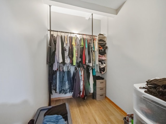 walk in closet featuring wood finished floors