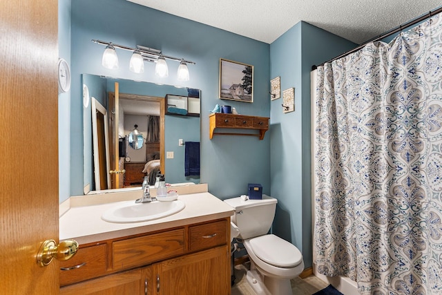 1106 Maplewood Ave SW, Isanti, MN 55040 - full bath featuring vanity, curtained shower, a textured ceiling, and ensuite bathroom