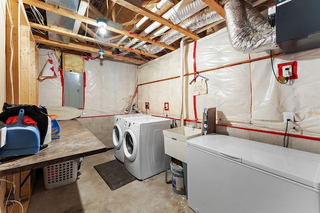 1106 Maplewood Ave SW, Isanti, MN 55040 - washroom with independent washer and dryer and electric panel