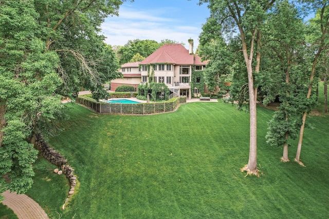 4325 Trillium Ln W, Minnetrista, MN 55364 - view of yard with a patio area, a balcony, and an outdoor pool