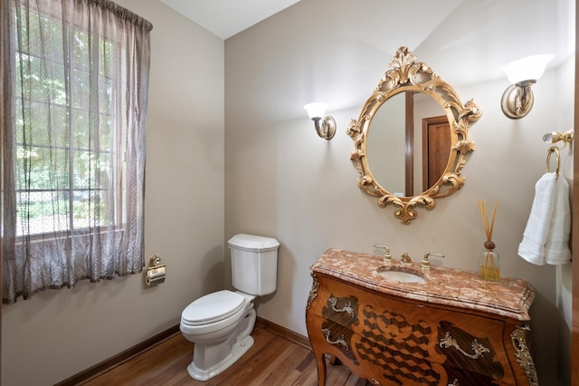 4325 Trillium Ln W, Minnetrista, MN 55364 - half bathroom featuring wood finished floors, healthy amount of natural light, and vanity